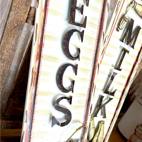 Farmhouse Milk/Eggs 3D Sign/Plaques Metal Open Box! - Picture 3 of 4